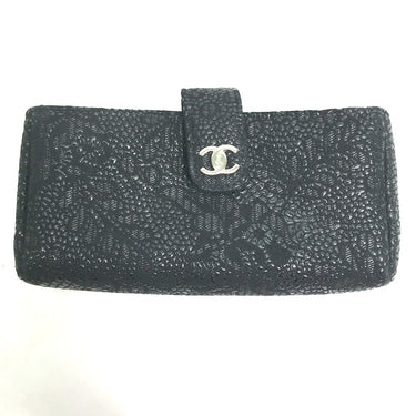 CHANEL Pouch leather black COCO Mark CC Women Used Authentic